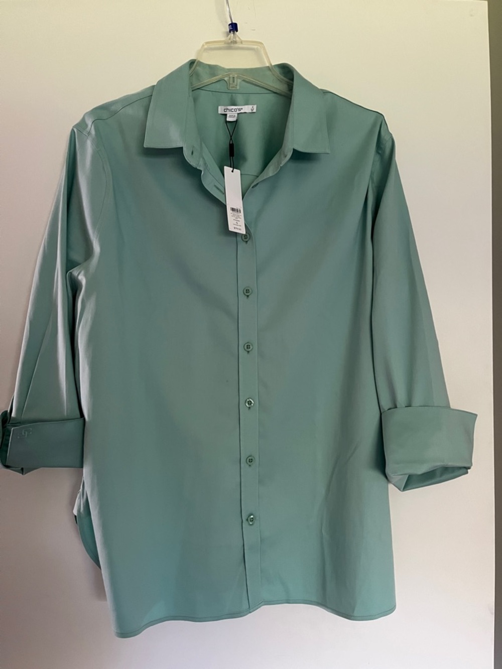 Chico's plus size Mint Green 3/4 sleeve blouse 4/XXL